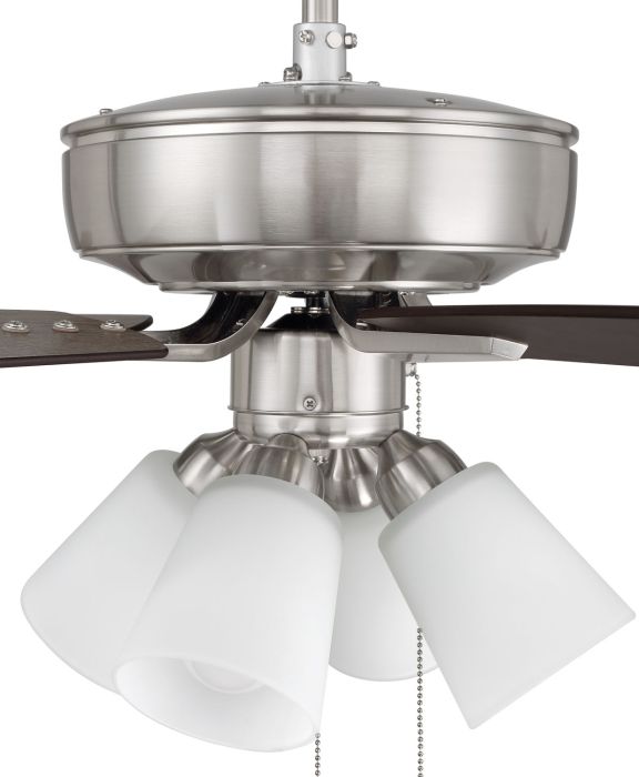 ##Antique Hardware## 52" Pro Plus 114 in Brushed Polished Nickel w/ Driftwood/Grey Walnut Blades