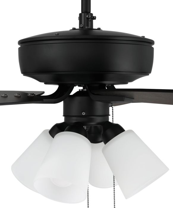 ##Antique Hardware## 52" Pro Plus 114 in Flat Black  w/ Flat Black/Grey Wood Blades