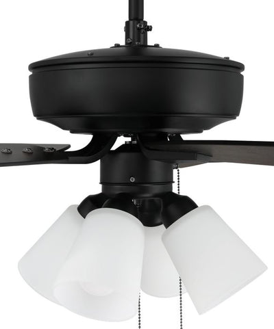 ##Antique Hardware## 52" Pro Plus 114 in Flat Black  w/ Flat Black/Grey Wood Blades