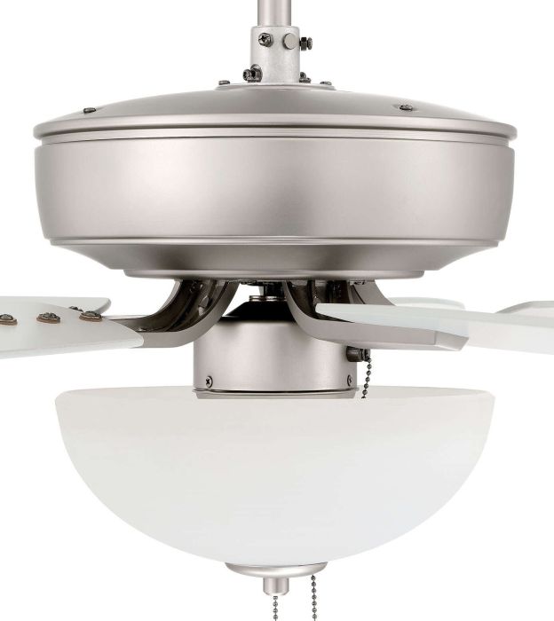 Antique Hardware 52" Pro Plus 211 in Brushed Nickel w/ White Blades Ceiling Fan