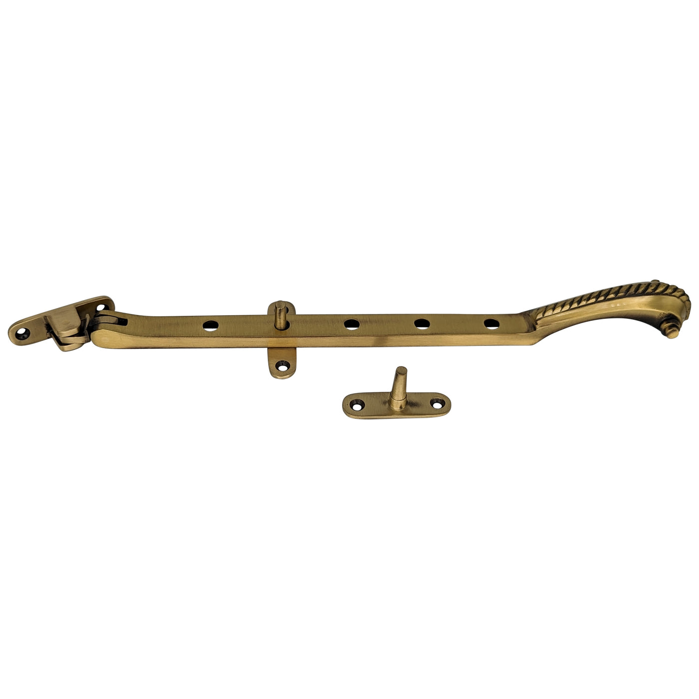 ##Antique Hardware## Open Box Sale Item 10 Inch Georgian Rope Casement Window Stay (Antique Brass Finish)