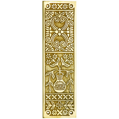 Antique Hardware 10 Inch Broken Leaf Pattern Solid Brass Push Plate DOOR PUSH