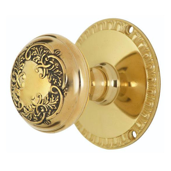 ##Antique Hardware## Egg & Dart Rosette Door Set with Floral Leaf Door Knobs (Several Finishes Available)
