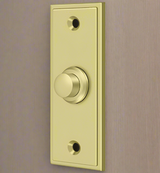 Antique Hardware Bell Buttons, Solid Brass Bell Button, Rectangular Contemporary Door Bells & Chimes
