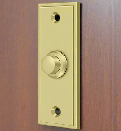 Antique Hardware Bell Buttons, Solid Brass Bell Button, Rectangular Contemporary Door Bells & Chimes