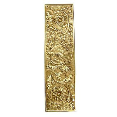 ##Antique Hardware## 11 1/4 Inch Cockateel Bird and Flower Push Plate