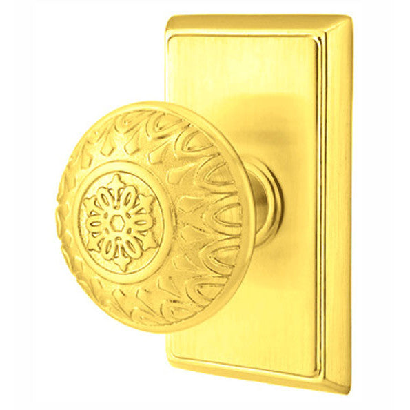 Antique Hardware Emtek Solid Brass Lancaster Door Knob Set With Rectangular Rosette (Several Finishes Available) EMTEK DOOR KNOB