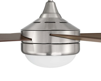 Antique Hardware 52" Phaze II 4-Blade in Brushed Polished Nickel w/ Walnut/Dark Oak Blades Ceiling Fan