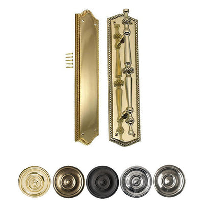 ##Antique Hardware## 12 Inch Georgian Oval Roped Style Door Pull & Plate Set