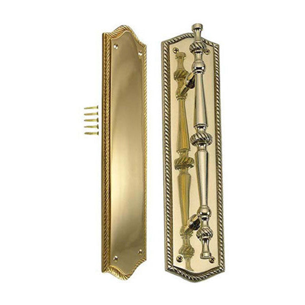 ##Antique Hardware## 12 Inch Georgian Oval Roped Style Door Pull & Plate Set
