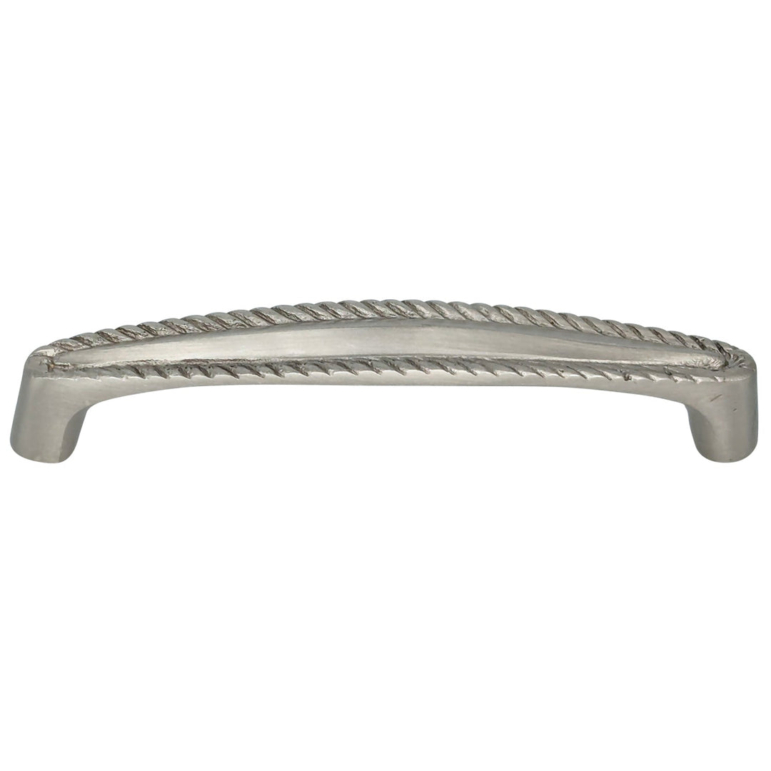 ##Antique Hardware## 3 Inch C-to-C Brass Georgian Roped Style Pull (Satin Nickel Finish)