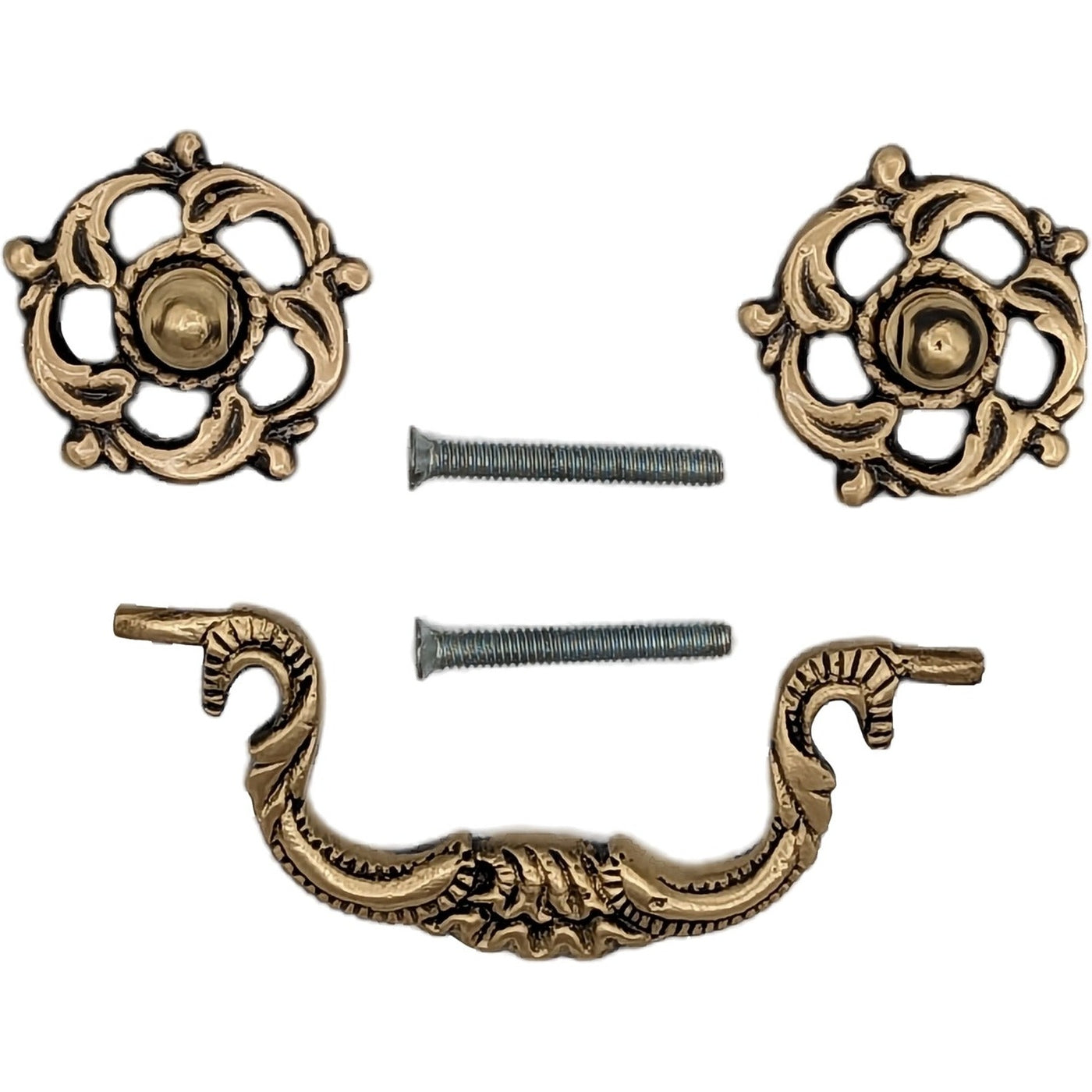 Antique Hardware 4 1/2 Inch Beaded Victorian Bail Pull with Leaf Mount BAIL PULL