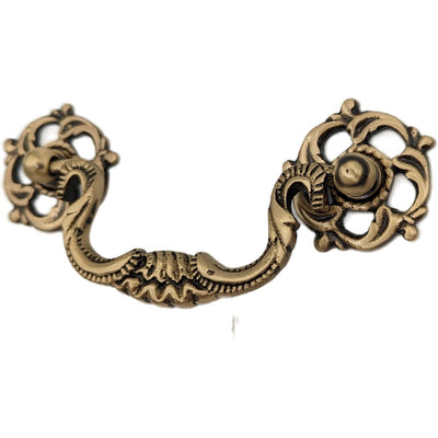 Antique Hardware 4 1/2 Inch Beaded Victorian Bail Pull with Leaf Mount BAIL PULL