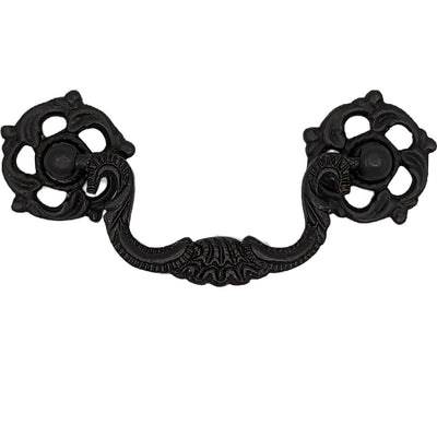 Antique Hardware 4 1/2 Inch Beaded Victorian Bail Pull with Leaf Mount BAIL PULL