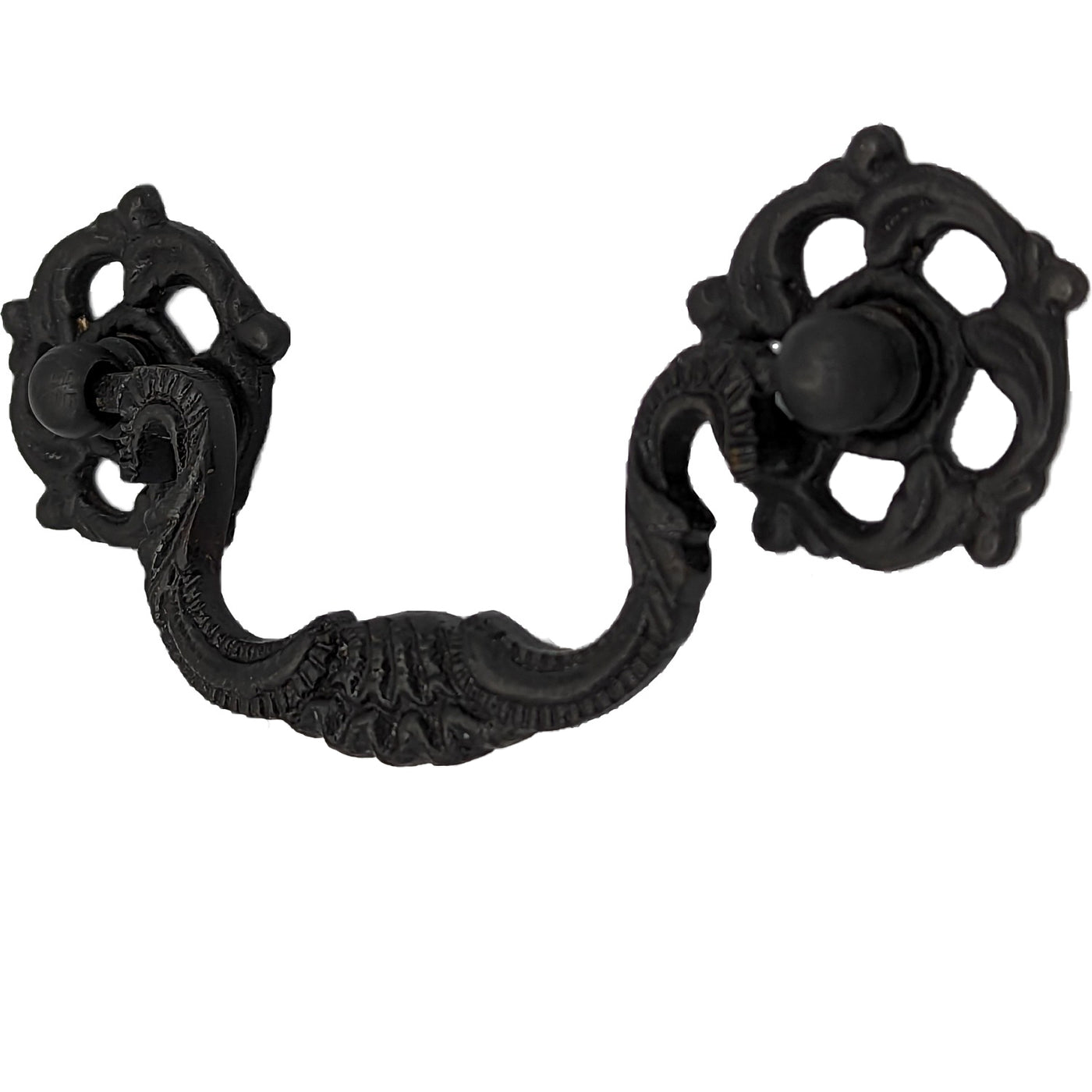 Antique Hardware 4 1/2 Inch Beaded Victorian Bail Pull with Leaf Mount BAIL PULL