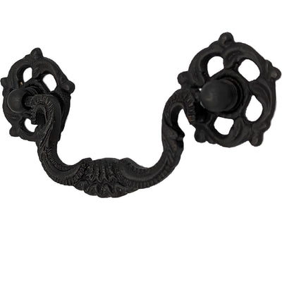 Antique Hardware 4 1/2 Inch Beaded Victorian Bail Pull with Leaf Mount BAIL PULL