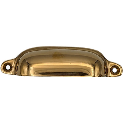 Antique Hardware 4 1/8 Inch Overall (3 1/2 Inch c-c) Solid Brass Traditional Slim Rounded Bin Pull BIN PULL