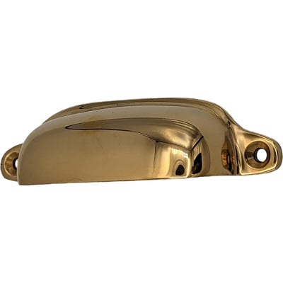 Antique Hardware 4 1/8 Inch Overall (3 1/2 Inch c-c) Solid Brass Traditional Slim Rounded Bin Pull BIN PULL