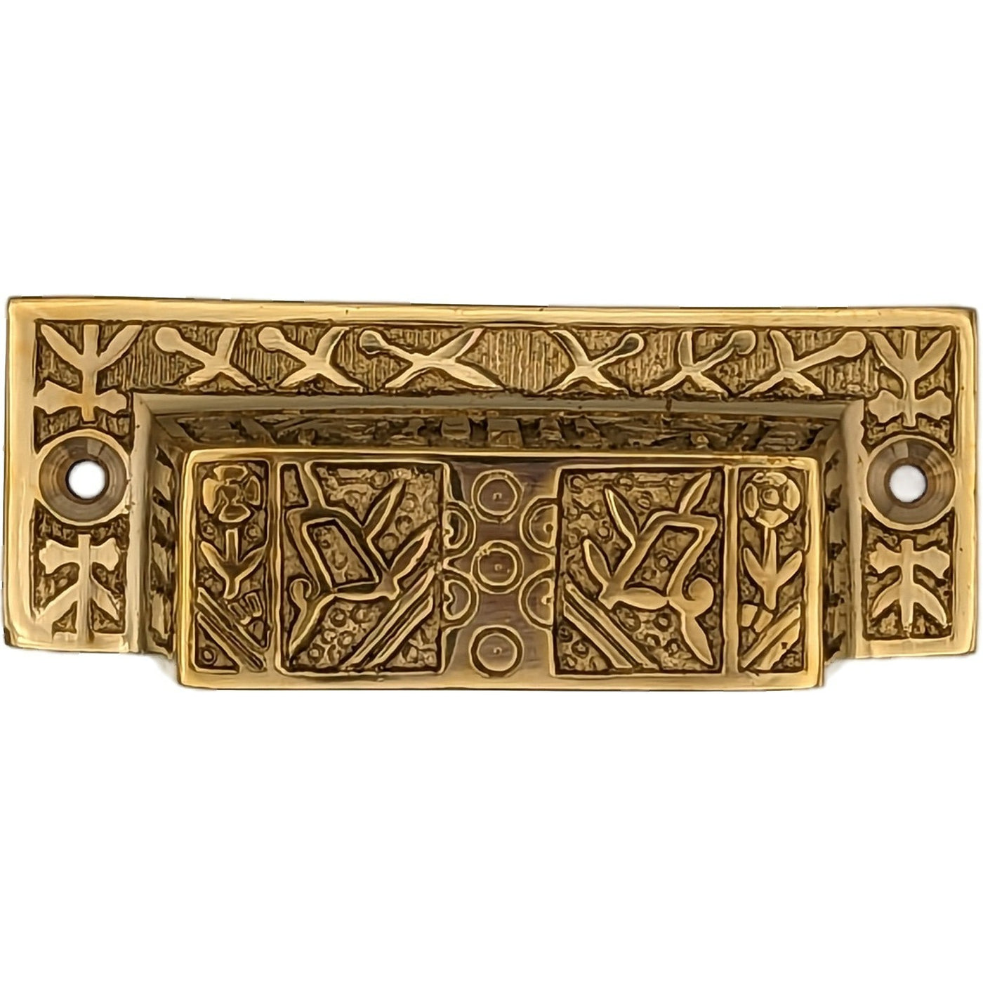 Antique Hardware 3 1/2 Inch Overall (3 Inch c-c) Solid Brass Eastlake Cup or Bin Pull CUP PULL