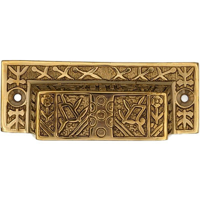 Antique Hardware 3 1/2 Inch Overall (3 Inch c-c) Solid Brass Eastlake Cup or Bin Pull CUP PULL