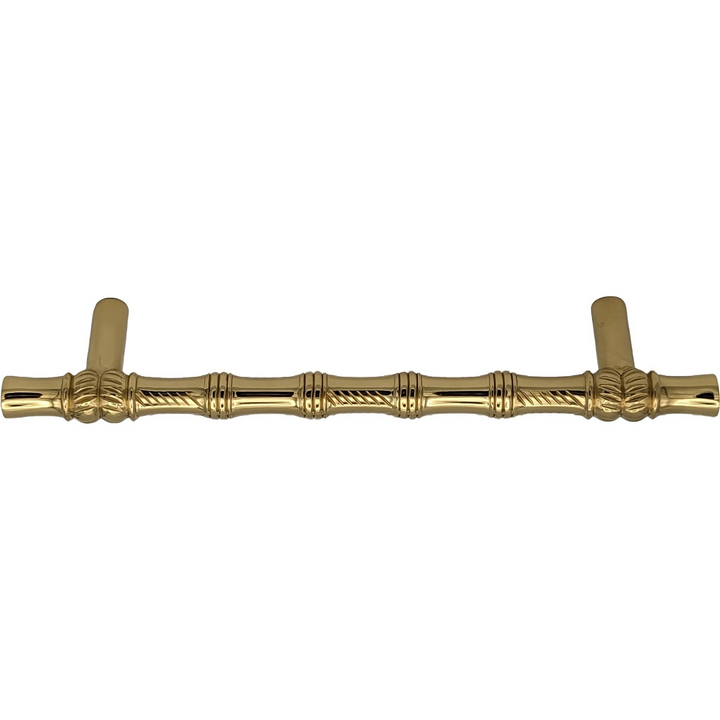 6 Inch Overall (4 1/2 Inch c-c) Japanese Bamboo Pull (Polished Brass Finish)