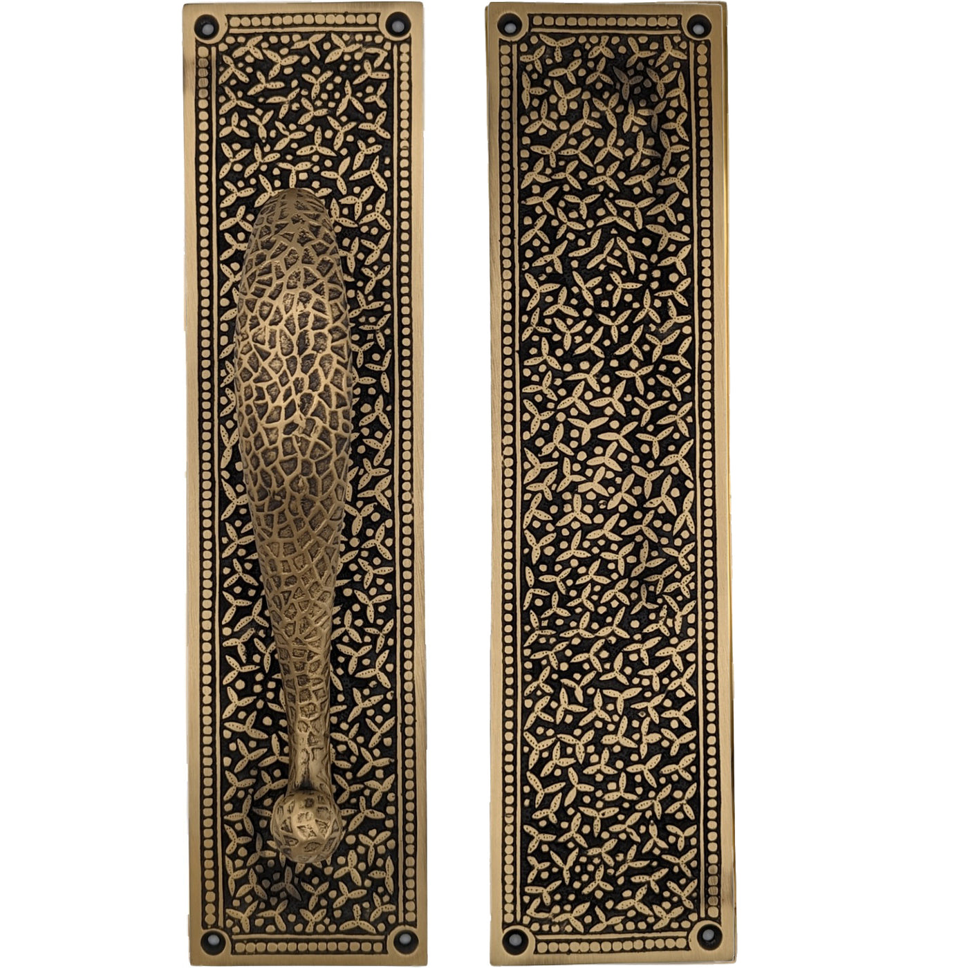 Antique Hardware 12 Inch Solid Brass Rice Pattern Door Pull and Push Plate (Several Finishes Available) DOOR PUSH AND PULL