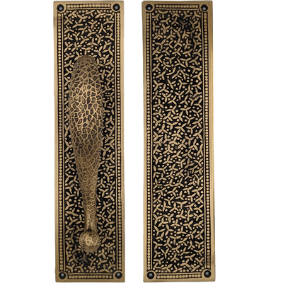 Antique Hardware 12 Inch Solid Brass Rice Pattern Door Pull and Push Plate (Several Finishes Available) DOOR PUSH AND PULL