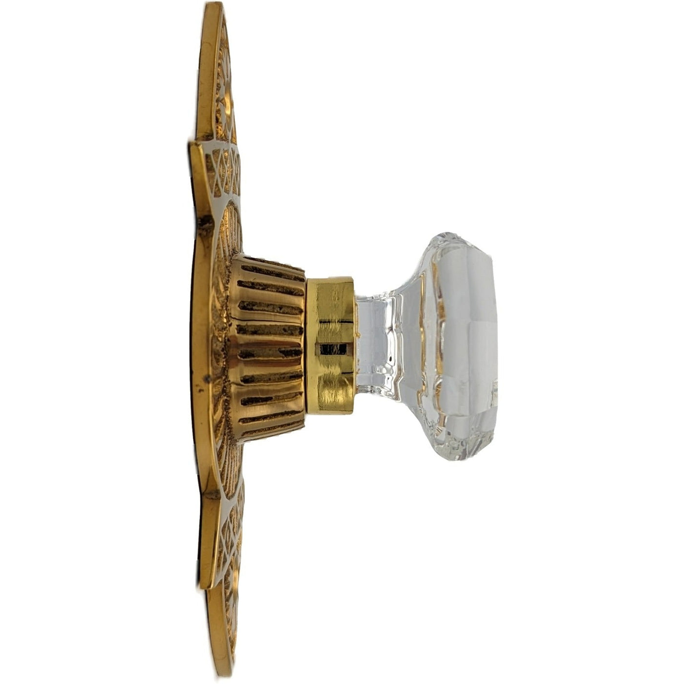 Antique Hardware 1 3/8 Inch Crystal Clear Glass Octagon Cabinet & Furniture Knob Eastlake Backplate CABINET KNOB