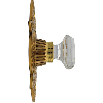 Antique Hardware 1 3/8 Inch Crystal Clear Glass Octagon Cabinet & Furniture Knob Eastlake Backplate CABINET KNOB