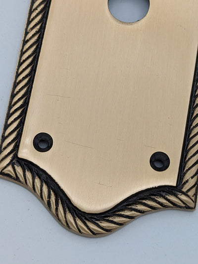 ##Antique Hardware## Open Box Sale Item 12 Inch Georgian Oval Roped Style Door Push Plate (Antique Brass Finish)