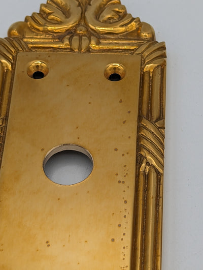 ##Antique Hardware## Open Box Sale Item 13 3/4 Inch Solid Brass Ribbon & Reed Push Plate (Polished Brass Finish)