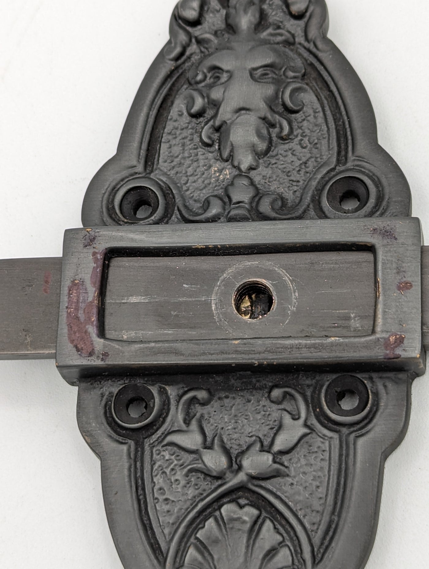 ##Antique Hardware## Open Box Sale Item 5 1/2 Gargoyle French Door or Cabinet Slide Bolt Latch (Oil Rubbed Bronze Finish)
