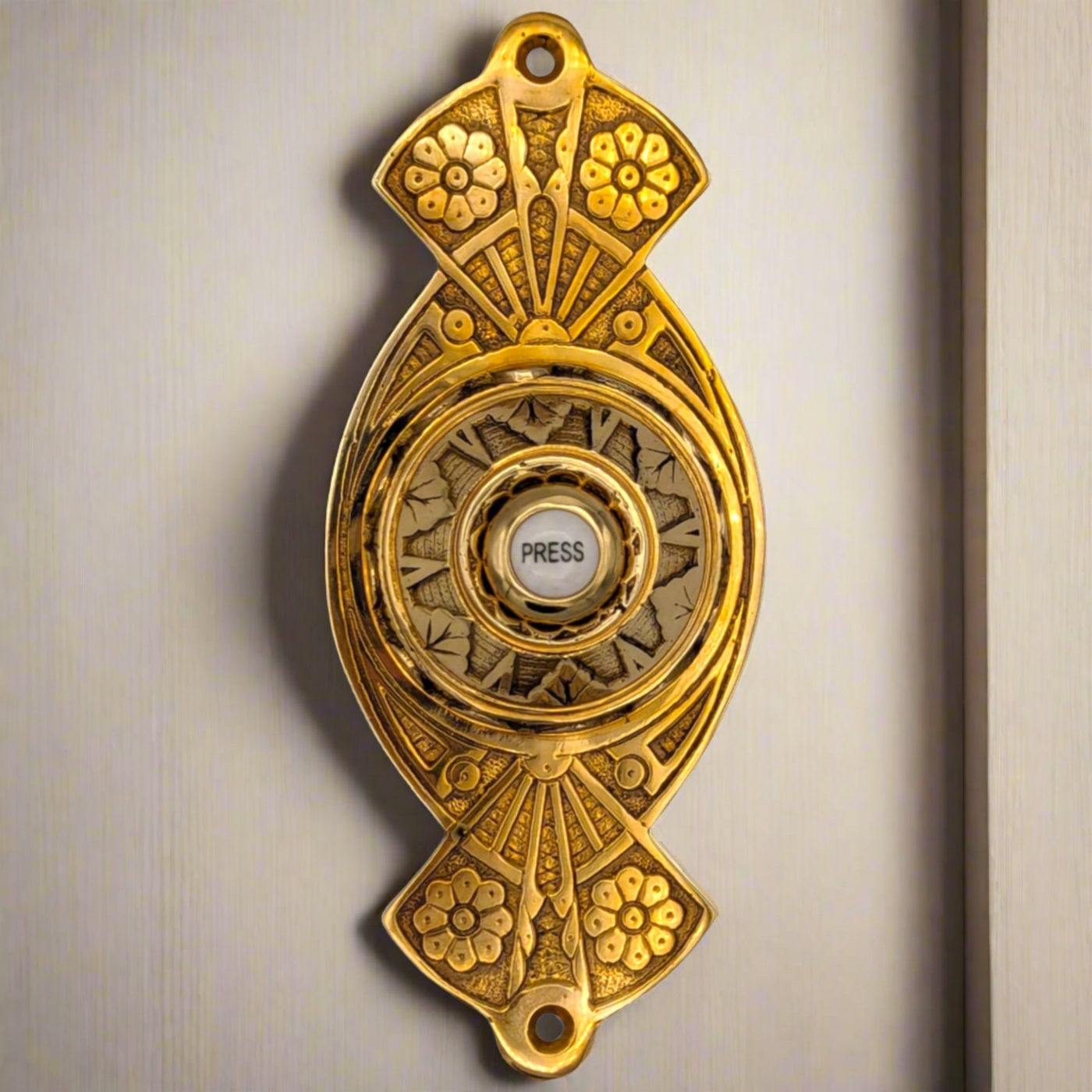 Antique Hardware 5 5/8 Inch Art Nouveau Flower Doorbell Door Bells & Chimes