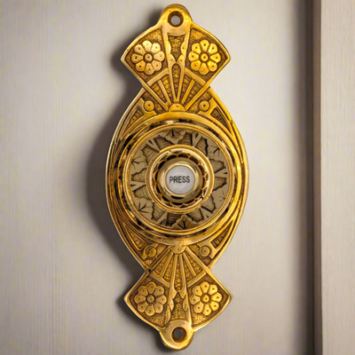 Antique Hardware 5 5/8 Inch Art Nouveau Flower Doorbell Door Bells & Chimes