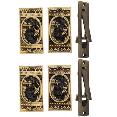 ##Antique Hardware## Broken Leaf Pattern Pocket Door Set (Several Finishes Available)
