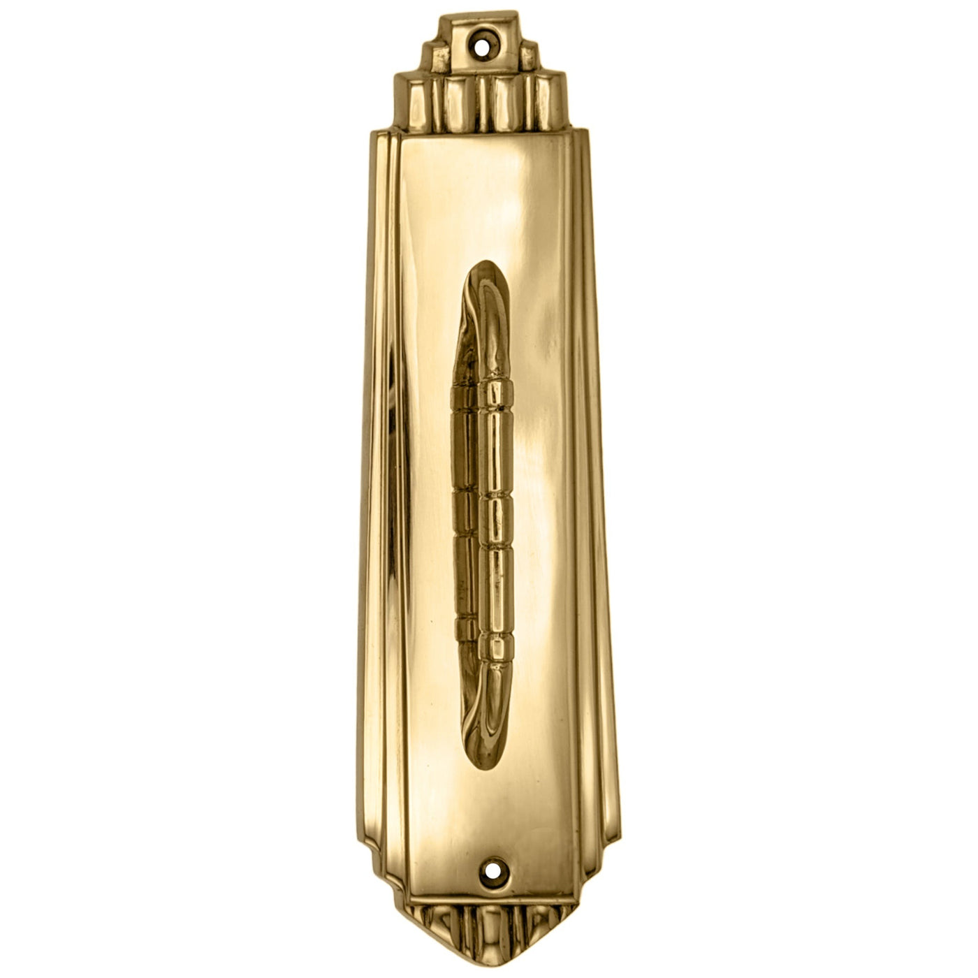 ##Antique Hardware## 9 Inch Tall Art Deco Style Brass Pull Plate