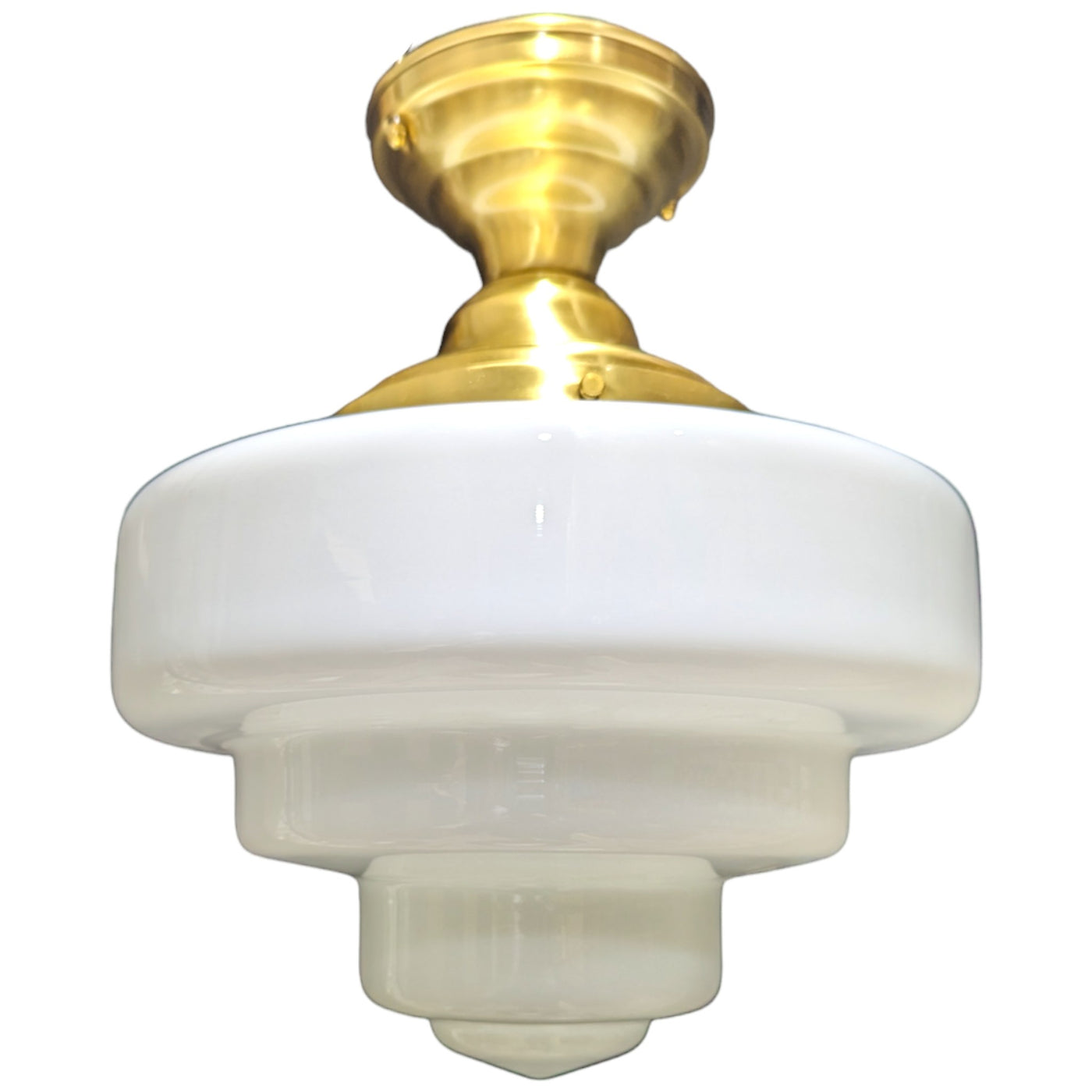 Antique Hardware 15 1/2 Inch Manhattan Skyscraper Nouveau Style Semi-Flush Mount Light (Satin Brass Finish) 