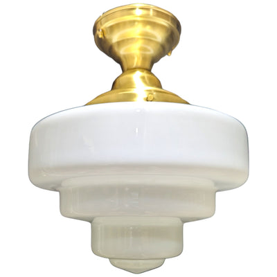 Antique Hardware 15 1/2 Inch Manhattan Skyscraper Nouveau Style Semi-Flush Mount Light (Satin Brass Finish) 