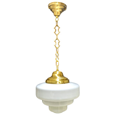 Antique Hardware 28 1/2 Inch Manhattan Skyscraper Nouveau Style Chain Light (Satin Brass Finish) 