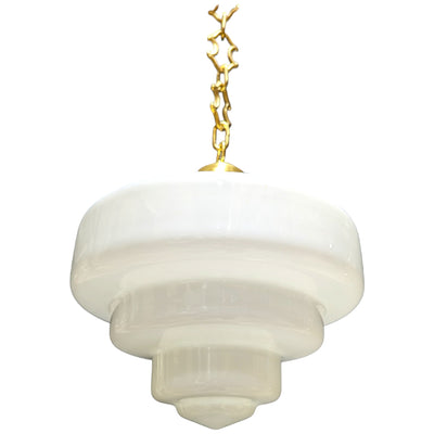 Antique Hardware 28 1/2 Inch Manhattan Skyscraper Nouveau Style Chain Light (Satin Brass Finish) 