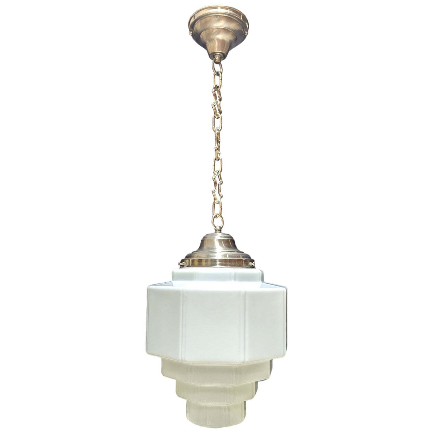 Antique Hardware 34 1/2 Inch Manhattan Skyscraper Grandeur Style Chain Light (Brushed Nickel Finish) 