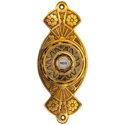 Antique Hardware 5 5/8 Inch Art Nouveau Flower Doorbell Door Bells & Chimes