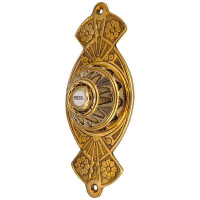 Antique Hardware 5 5/8 Inch Art Nouveau Flower Doorbell Door Bells & Chimes