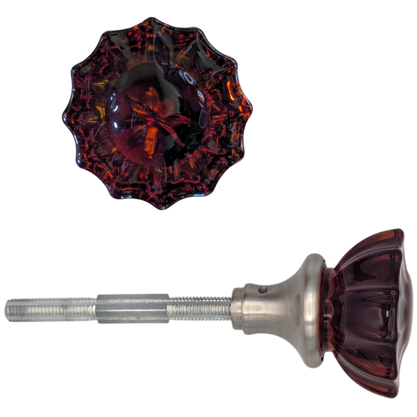 Antique Hardware Amber Fluted Crystal Spare Door Knob Set (Several Finishes Available) SPARE DOORKNOBS