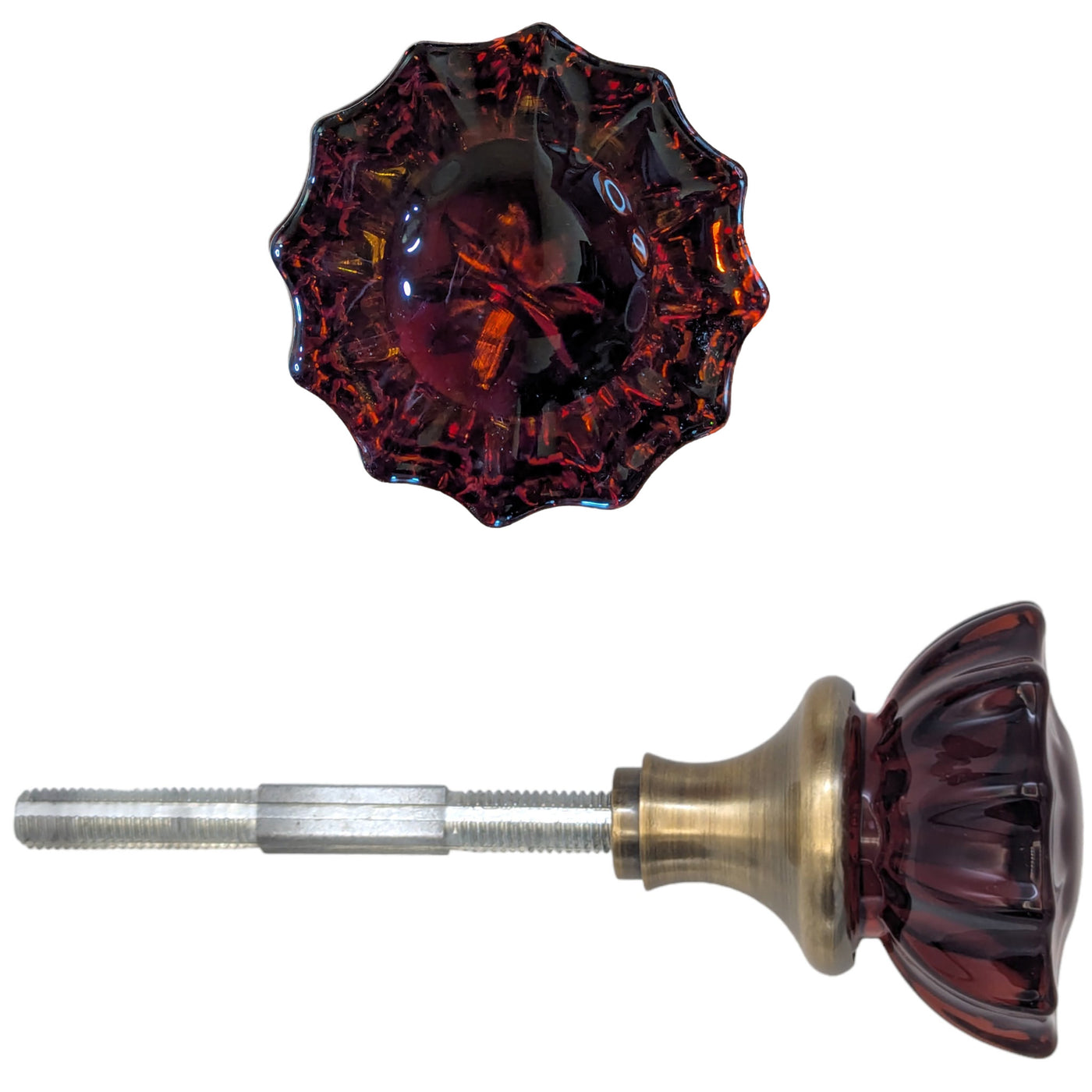 Antique Hardware Amber Fluted Crystal Spare Door Knob Set (Several Finishes Available) SPARE DOORKNOBS