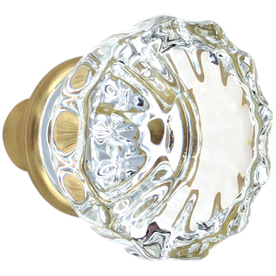 Antique Hardware Fluted Tulip Style Crystal Door Knobs (Satin Brass Finish) 