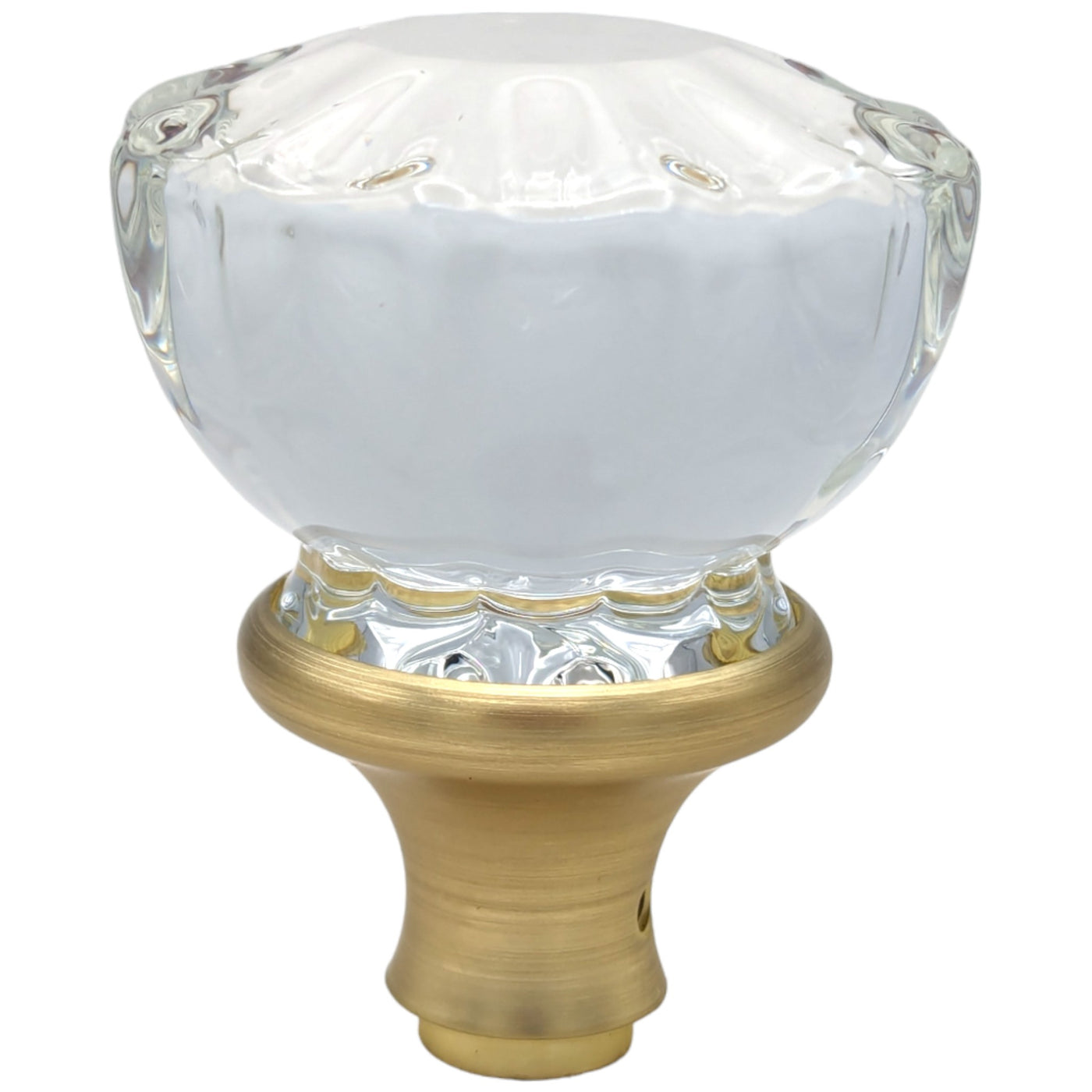 Antique Hardware Fluted Tulip Style Crystal Door Knobs (Satin Brass Finish) 