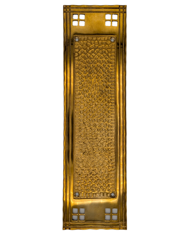 Open Box Sale Item 12 Inch Craftsman Style Push Plate (Polished Brass Finish)