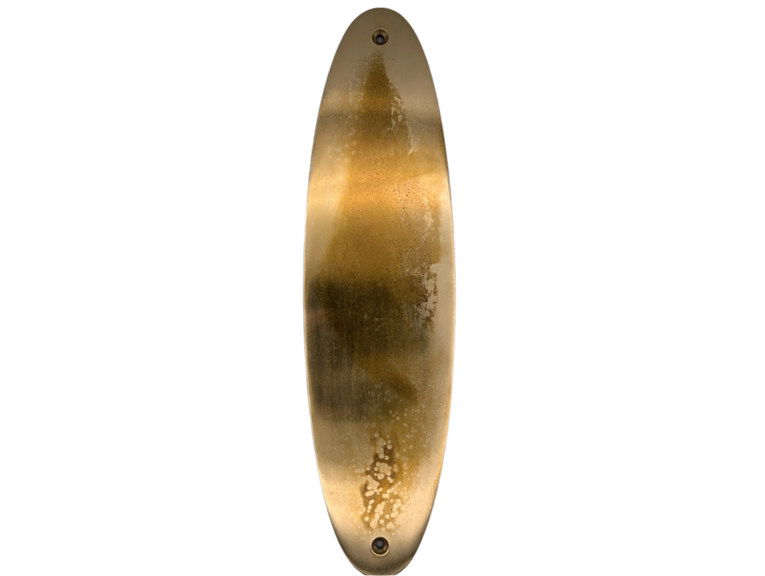 ##Antique Hardware## Open Box Sale Item 11 Inch Solid Brass Traditional Oval Push Plate (Polished Brass Finish)