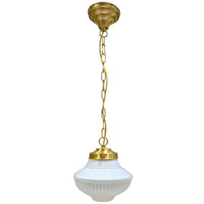 ##Antique Hardware## Schoolhouse Ribbed Milk Glass Standard Chain Light (Several Finishes Available)